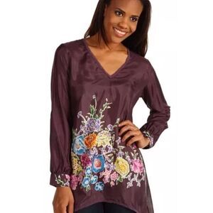 NWOT Johnny Was Sleeve Tab V-neck Tunic, Sm $189 D10